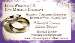 Lynne Westland J.P - Civil Marriage Celebrant